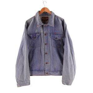 Vintage Rustler Mens Large Denim Jacket Blue Cotton Trucker Button Up